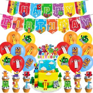 Number Theme Birthday Party Decorations for Kids with Banner, Balloons, Cake Topper, Perfect for Boys and Girls Celebration Party Supplies