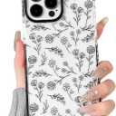 NITITOP Compatible for iPhone 13 Pro Max Case Cute Flower Floral Clear for Women Girl Ultra Slim Crystal Shockproof Soft TPU Anti-Yellow Protective Phone Cover - Clear Black