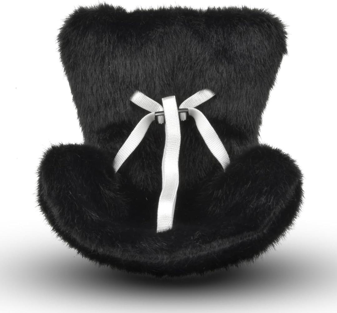 Mini Doll Car Seat for 17cm Dolls, Clip-On Air Vent Safety Seat with Soft Plush Cushion and ABS Base, Cute Car Decoration & Display Stand for Collectors and Toy Fans, Black