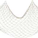 Decorative Fishing Net 1 Pack, 5x10 ft Large Beige Fish Net Decor for Wall, Photo Display, Nautical Mermaid Pirate Ocean Themed Beach Hawaii Under the Sea Party Decorations