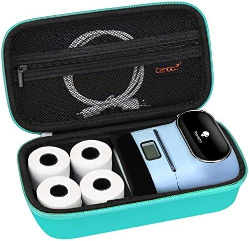 Canboc Carrying Case for Phomemo M110/A30 Label Maker, Portable Bluetooth Thermal Printer Bag Fit Labels, Cable, Turquoise (Case Only)