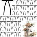 50PCS Black Twist Tie Bows Cake Topper Decor Bows Premade Satin Ribbon Bow for Tree Ornament Craft DIY Cake, Black Bow for Gift Wrapping Birthday Party Wedding Decoration Home Garland Supplies