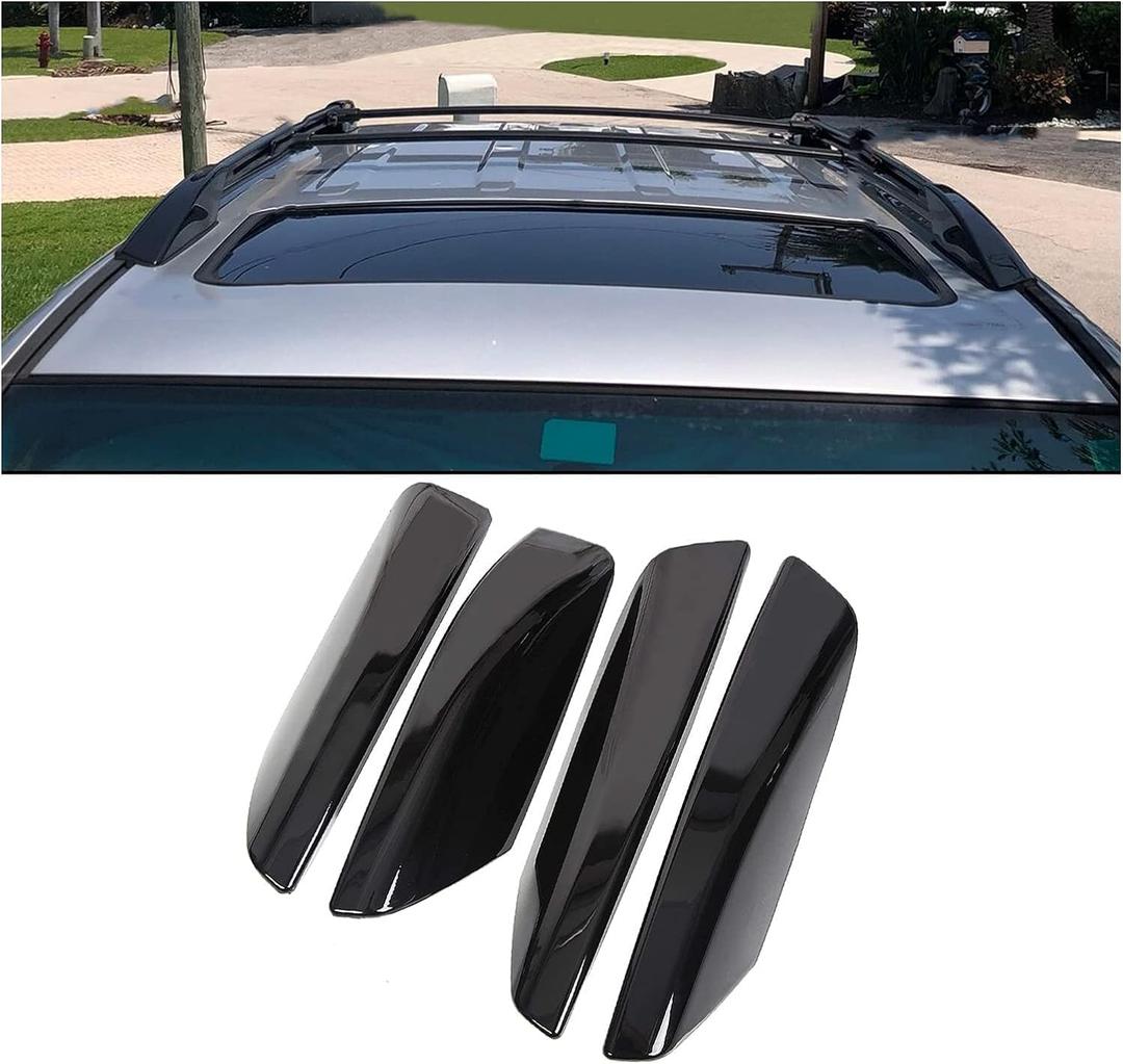 ECOTRIC Roof Rack End Cap Compatible with 2003-2009 Toyota 4Runner SW4 N210 4Pcs Black Roof Rail Bar Cover Shell Protection