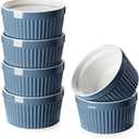 DOWAN 8 oz Porcelain Ramekins Bowls for Souffle, Creme Brulee, Classic Style Ramekins for Baking Oven Safe, Set of 6, Airy Blue