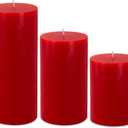 Red Pillar Candles Set of 3 - Dripless Unscented - 3x4, 3x6 & 3x8 inches Decorative Candles for Home Decor & Table Centerpieces