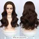 20inch Synthetic Lace Front Wig 13X4 Lace Pre-Plucked Wavy Dark Brown Wig for Women 180% Density Natural Hairline Glueless Heat Resistant Wig for Daily Wear and Styling