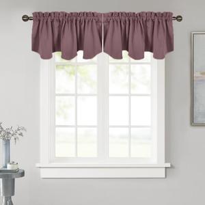 NICETOWN Blackout Valance Curtain for Kitchen, Bathroom, Living Room, Thermal Insulated Room Darkening Rod Pocket Valance Curtain for Office, 1 Panel (52" W x 18" L, Dry Rose)