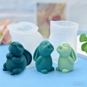 2 Piece Set, Easter Series 3D Rabbit Candle Craft Silicone Mold Making
