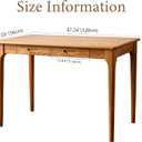 47" Solid Wood Desk with Drawers, Small Writing Desk & Wooden Computer Desk