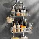OMAIRA 5-Pack Shower Caddy Hanging Organizer, Stainless Steel Rust-free No Drilling Adjustable Non-Slip Non-Shake Bathroom Caddy Organizer storage for Inside Bath Over Shower Head Rack Holder,Silver