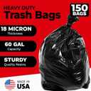 ToughBag 55-60 Gallon Heavy Duty Trash Bags - 150 Count, Large Black Garbage Bags - Made in USA