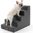 Dog Stairs for Small Dogs 5-Step, 19.7" Extra Wide Right-Angle Pet Stairs for Couch and Beds, Anti-Slip Dog Steps for Old Cats and Lowrider, 19.7x29.5x23.6 inch, Dark Grey