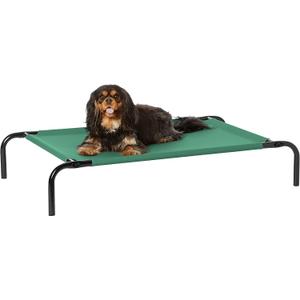 Amazon Basics Cooling Breathable Elevated Dog Bed with Metal Frame for Small Dogs, 36" x 22" x 7.5", Green