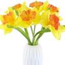 6 Pcs Artificial Daffodils Flowers Spring Silk Daffodils Artificial Flowers Yellow Narcissus Flowers Fake Silk Flower Arrangement for Home Wedding Decor Indoor Outdoor