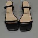 Women's Chunky Block Low Heeled Sandals Two Strap Square Open Toe Slip On Mule Heels (8.5, Black)