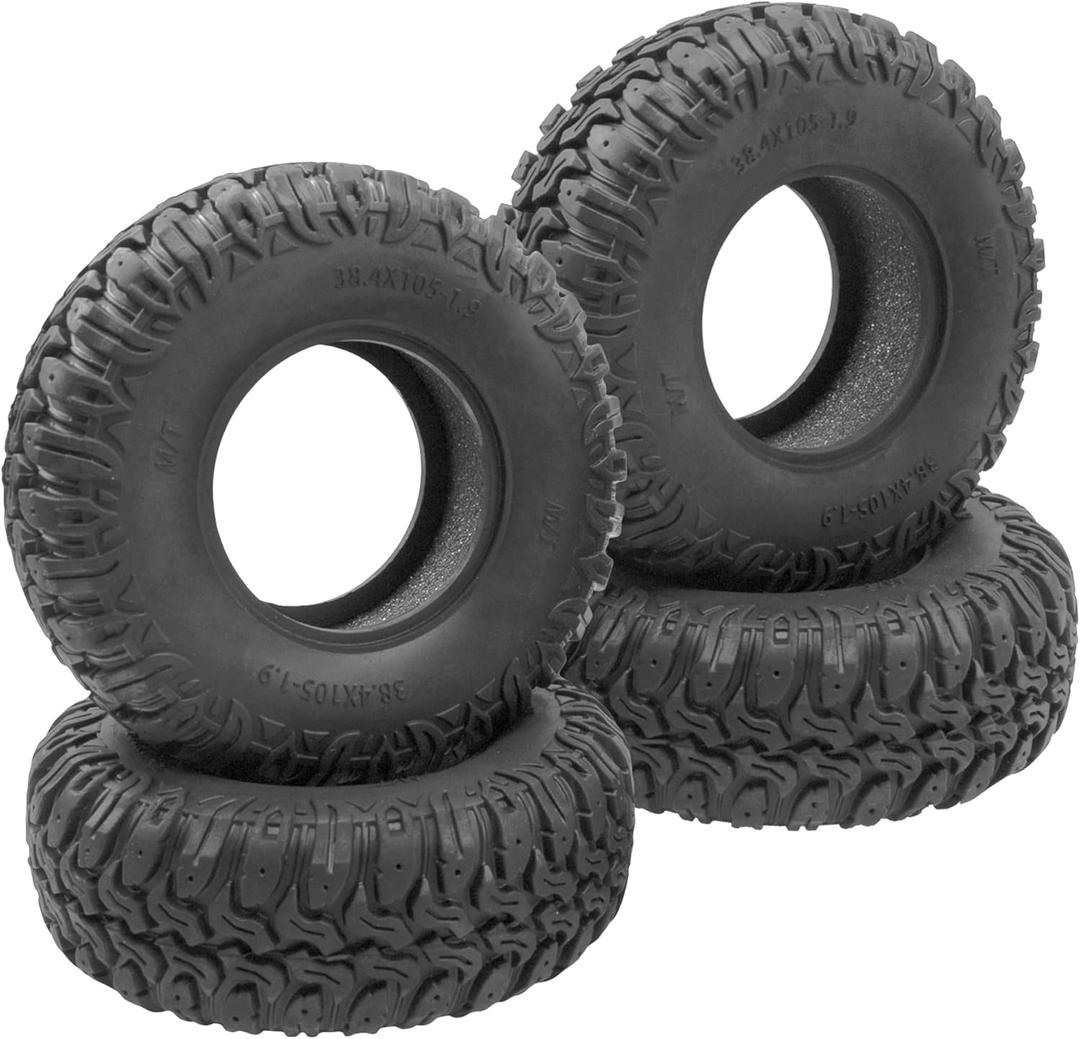 ShareGoo 1.9 inch RC Crawler Tires Rubber Mud Tires OD 103mm Compatible with Axial SCX10 90046 AXI03007 Tamiya CC01 D90 1/10 RC Crawler 1.9'' Beadlock Wheel Rims