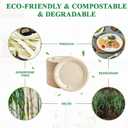 Vplus 150 Pack Paper Plates 9 inch 100% Compostable, Heavy-Duty Disposable Paper Plates Bagasse Natural Biodegradable Eco-Friendly Sugarcane