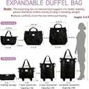 VOOWO Rolling Duffle Bag with Wheels, Expandable Foldable Duffle Bag for Travel, Rolling Under Seat Luggage Carry on Duffel Bags, Wheeled Travel Duffel Weekend Bags, Capacity 18L to 30L (Black)