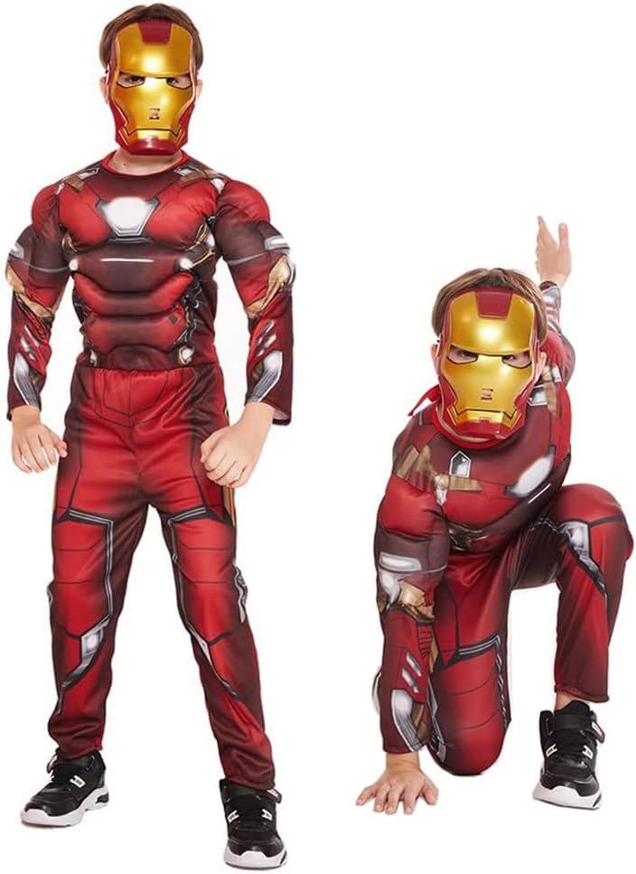Halloween Muscle Costume Jumpsuit Boy Superhero Cosplay Costume Includes Mask