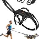 Dog Pulling Harness for Running, Skiing, Biking & Weight Pulling  Adjustable Sled Dog Harness with Leash & Waist Leash Attachment for Medium & Large Breeds (M)