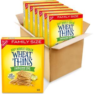Wheat Thins Reduced Fat Snacks, Whole Grain Wheat Crackers, Bulk Snack Crackers, Family Size, 6 - 12.5 oz Boxes (EXP 04/17/26)