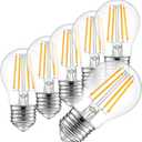 A15 LED Light Bulb 4W (40W Equivalent), 2700K Warm White, Dimmable Edison Filament, 400 Lumens, E26 Medium Base, Clear Glass  Ceiling Fan, Refrigerator/Appliance, Vanity & Chandelier (6-Pack)