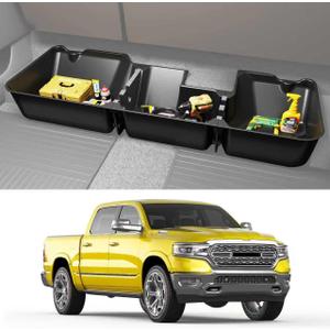 KINGGERI Under Seat Storage Boxes - Compatible with 2019-2026 Dodge Ram 1500 Crew Cab (Not for Classic), Heavy Duty Upgraded Rear Under Back Seat Storage Truck Cargo Black Tool Box Organizer