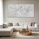 White Abstract Framed Canvas Wall Art, Textured Sculptural Minimalist Artwork, Modern Neutral Wall Decor for Living Room Bedroom Office, Above Sofa, 24x48 Inch