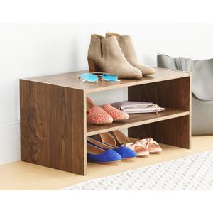 Whitmor Wood Stackable 2-Shelf Shoe Rack, Walnut, 24 inches (Brown)