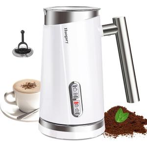 Huogary Milk Frother, 4 in 1 Electric Milk Steamer, Automatic Hot & Cold Foam Maker, Milk Warmer for Coffee, Latte, Cappuccino, Macchiato, 120V White