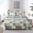 Quilt Set Queen Size Bedspread Coverlet Plaid Patchwork Bedding Modern Mens Quilts Soft Lightweight Quilt Yellow Grey Plaid Coverlet Reversible Quilt Bedspread Home Bedding Collection