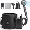 Rechargeable Camping Shower Pump, 9000mAh Portable Shower for Camping, 4 Sprayer Modes Electric Outdoor Shower Head IPX7 Waterproof USB Battery Powered Kit with 5 Gallon Bucket&Foot Pad