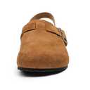 Toddler Suede Clogs with Strap Kids Suede Clogs Slippers Adjustable Straps for Boys Girls Indoor & Outdoor Slip-on Kids Shoes Brown