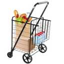 Mount-It! Rolling Utility Shopping Cart for Groceries and Other Supplies - Portable Grocery Cart with Double Baskets and Dual Swiveling Wheels