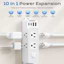 Electrical Outlet Extender Stick with Surge Protection, 6 AC Outlets & 4 USB Ports, Adjustable 24"-36" Outlet Extender Stick with 180° Rotating Flat Plug for Bedroom, Couch, Desk & Dorm