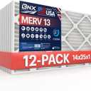 BNX 14x25x1 MERV 13 Air Filter 12 Pack - MADE IN USA - Electrostatic Pleated Air Conditioner HVAC AC Furnace Filters - Removes Pollen, Mold, Bacteria
