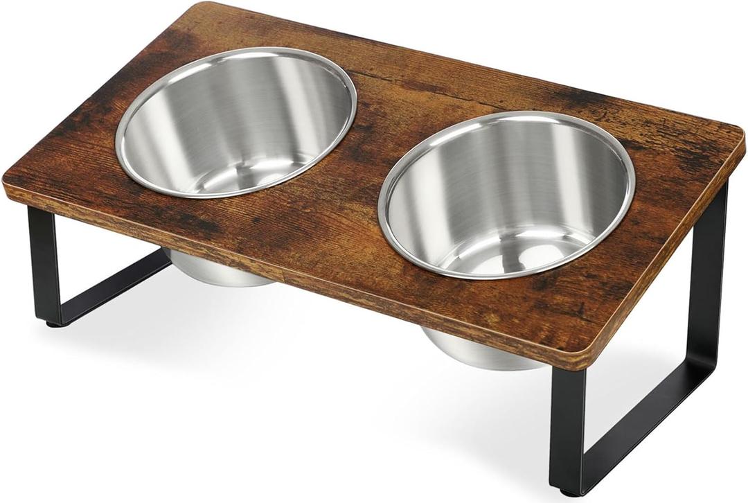 Elevated Dog Bowls for Small Medium Wood Dogs Raised Bowl Stand with 2 Stainless Steel Deep Dog Food and Water Bowls, Anti Vomit, Non-Slip Feeding Dishes(Tilted3 inches in Height, 40oz