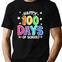 QAUN 100 Days of School Teacher Shirts for Men : 100th Days Graphic Tops Teacher Tshirt Teach Short Sleeve Tops (Black,Large)