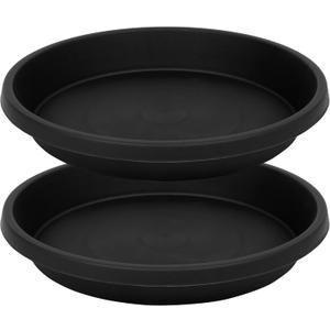 2 Pack Plant Saucer 10 Inch, Drip Trays for Potted Plants, Flower Pot Saucers Plant Trays for Pots, Plastic Planter Tray for Indoors, Plant Water Catcher Tray, Birdbaths for Outdoors (Black)
