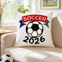 18x18 Inches Decorative Pillow Covers 1pc for World Soccer 2026 Fans, Soccer Ball Embroidered Throw Pillows Cases for Couch Bed Room, Game Day Home Decor Pillows Covers Gifts for Women Men
