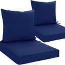 24x24 Inch Outdoor Cushions for Patio Furniture Set of 2, Waterproof Outdoor Chair Cushions w/Fade-Resistant, Removable & Machine-Washable Covers, Deep Seat Sofa/Couch Pads Replacement, Navy Blue