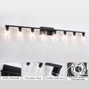 8-Light Black Vanity Light Fixtures,Vanity Lights Clear Glass ShadeRust and Moisture Resistant Easy to Install Vanity Lights for Bathroom Light Over Mirror