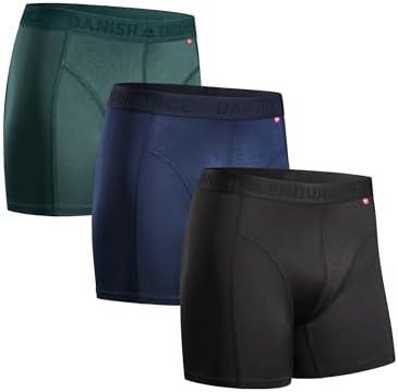 DANISH ENDURANCE Men's Performance Boxer Briefs (3-Pack) – Moisture-Wicking, Quick-Dry Comfort with Extra-Long Fit