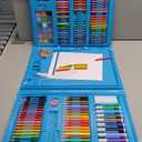 DLUCKY 208 PCS Art Supplies, Drawing Art Kit for Adults Art Set with Double Sided Trifold Easel, Oil Pastels, Crayons, Colored Pencils, Watercolor Pens Gift for Girls Boys Artist,Blue