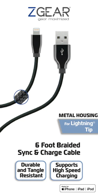 ZGear 6Ft Braided Charge Cable