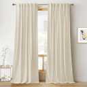 RYB HOME Beige Velvet Curtains 92 inches, Back Tab Soft Fabric Room Darkening Thermal Insulated Luxurious Home Decor Curtains for Living Room Bedroom, W 52" x L 92", 2 Panels Set