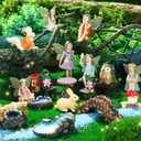 Roowest 19 Pcs Miniatures Garden Fairies Kit Garden Accessories Miniatures Bunny Squirrel Owl Animals Cute Tiny Mushroom Mini Pond Bridge Figurine for DIY Home Micro Landscape Terrarium Ornaments
