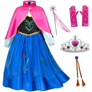 Princess Costumes Birthday Party Dress Up for Little Girls/Long Sleeve with Cape, 130 CM