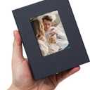 Small 4x6 Photo Album 100 Pockets Linen Cover with Front Window Portable Mini Picture Book for Family Travel Wedding and Memory Keepsake Organizer Gray Blue