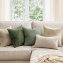 MIULEE Pack of 2 Decorative Throw Pillow Covers 20x20 Inch Soft Boho Striped Textured Corduroy Pillow Covers Spring Modern Farmhouse Home Decor for Couch Bed Sofa Living Room Sage Green